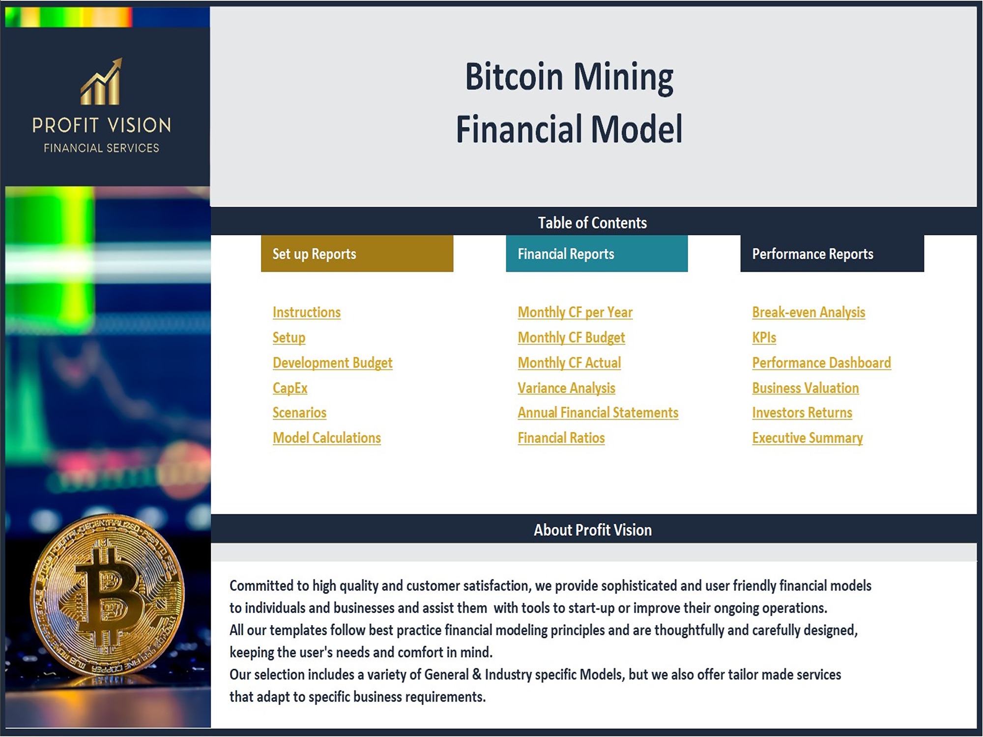 Bitcoin Mining Financial Model_Contents