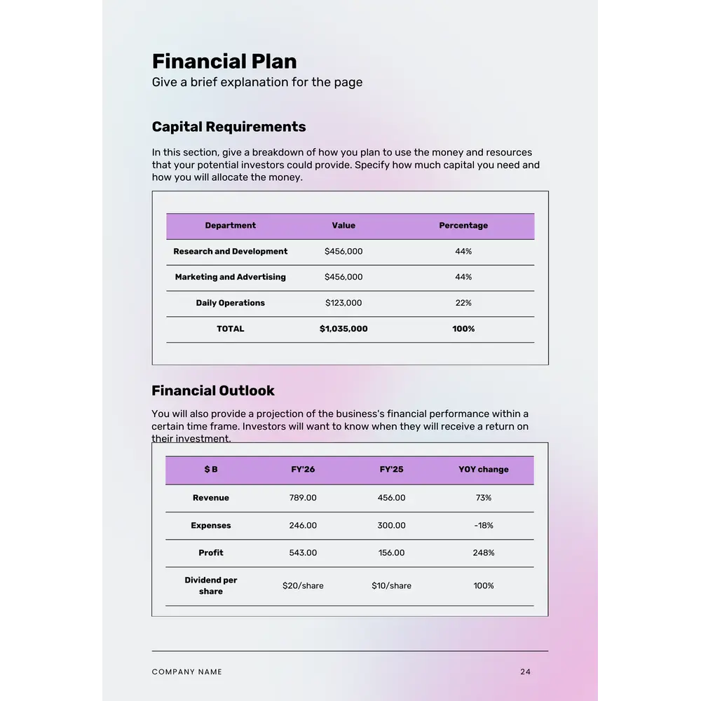 Electronics Business Plan Template - Financial Plan