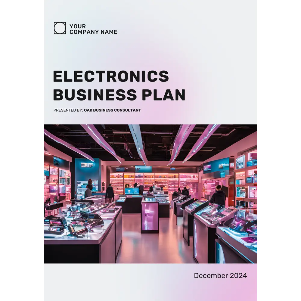 Electronics Business Plan Template - Front Page