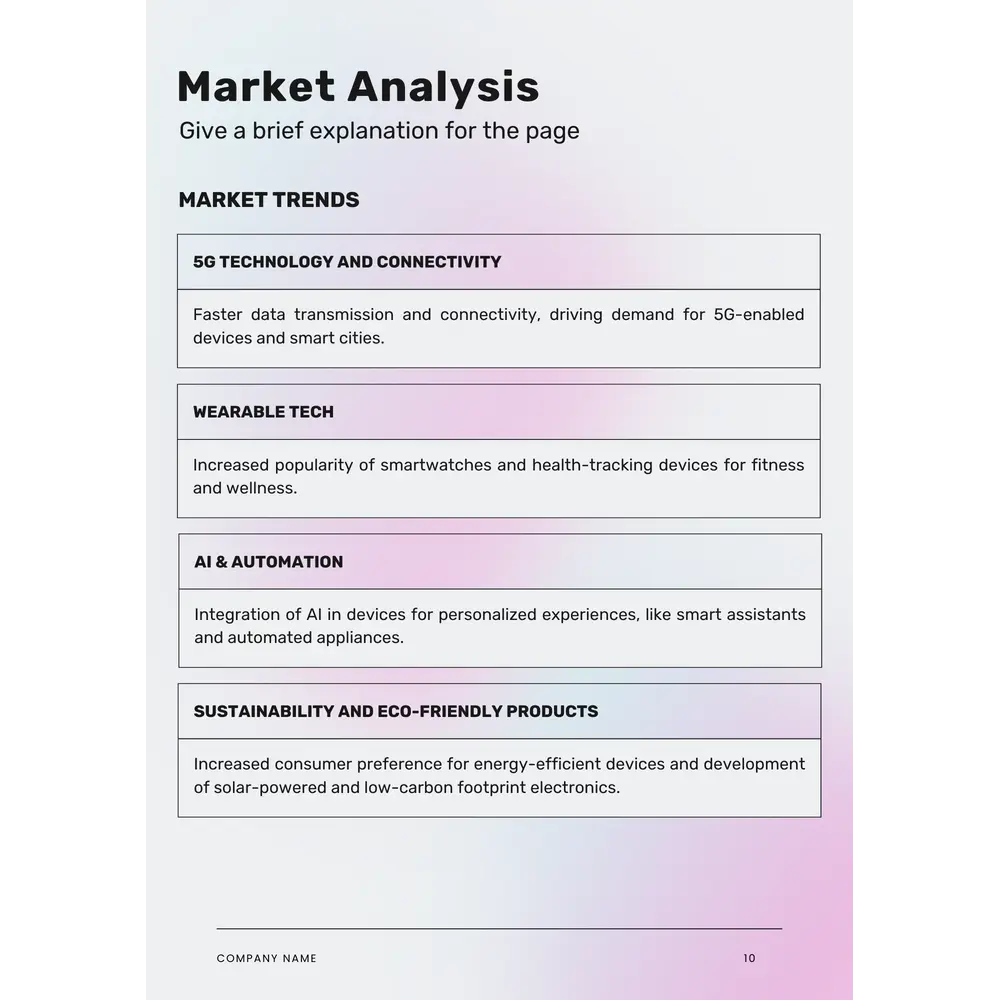 Electronics Business Plan Template - Market Analysis