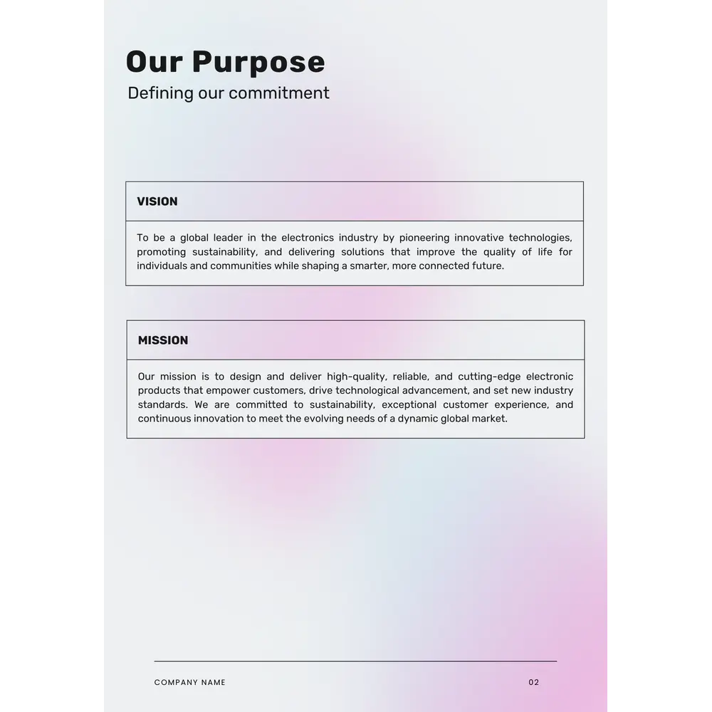 Electronics Business Plan Template - Our Purpose