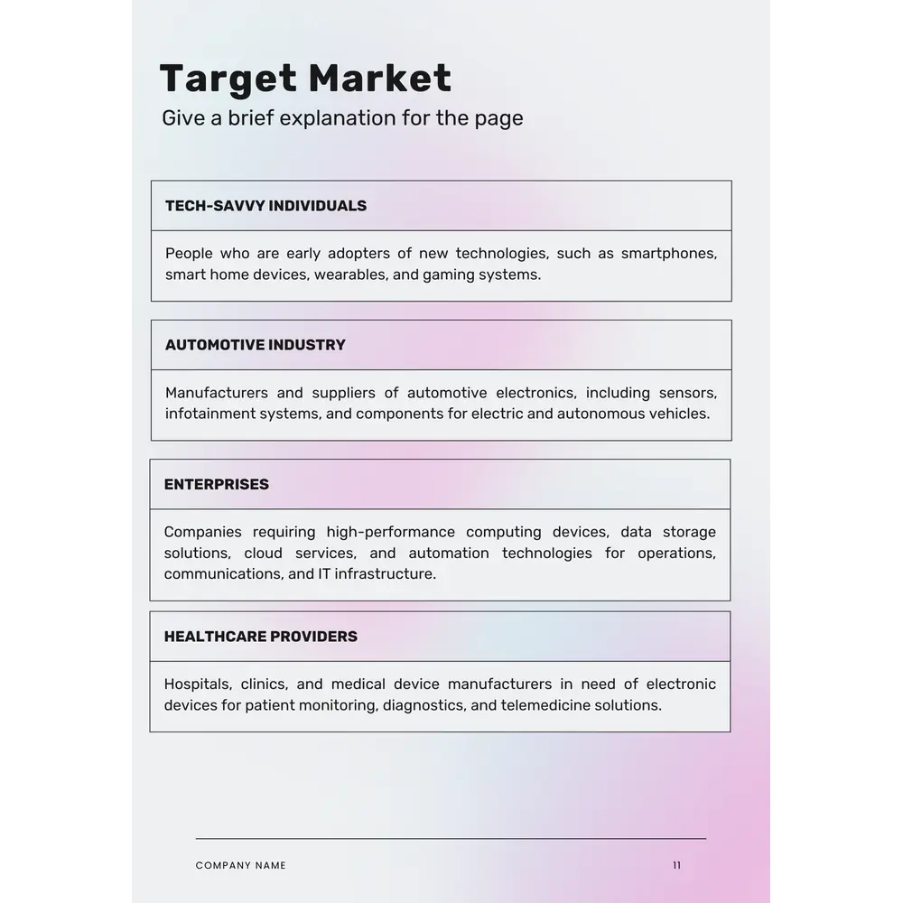 Electronics Business Plan Template - Target Market