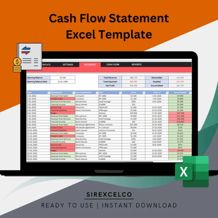 Dynamic Cash Flow Statement Excel Template