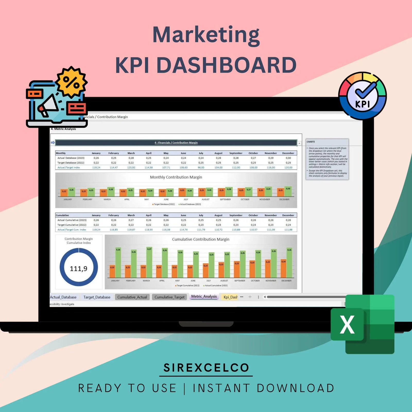 Marketing KPI Report Excel Template