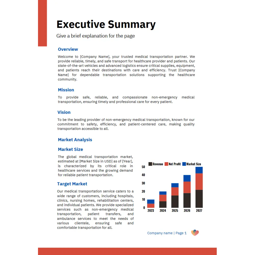 Medical Transportation Business Plan -Executive Summary