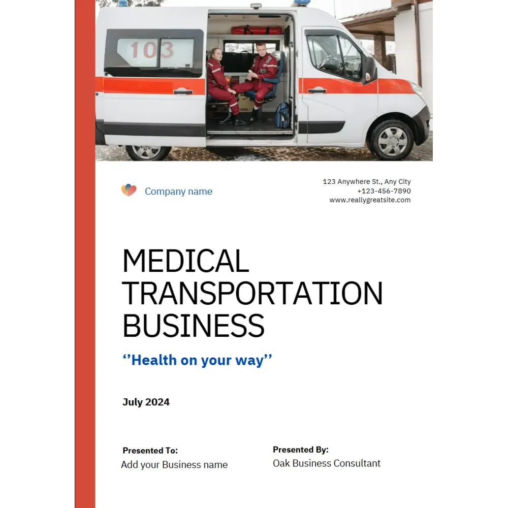 Medical Transportation Business Plan - Title Page